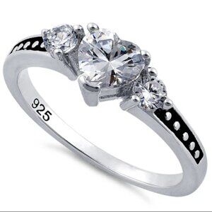 Sterling Silver Clear Heart CZ Ring